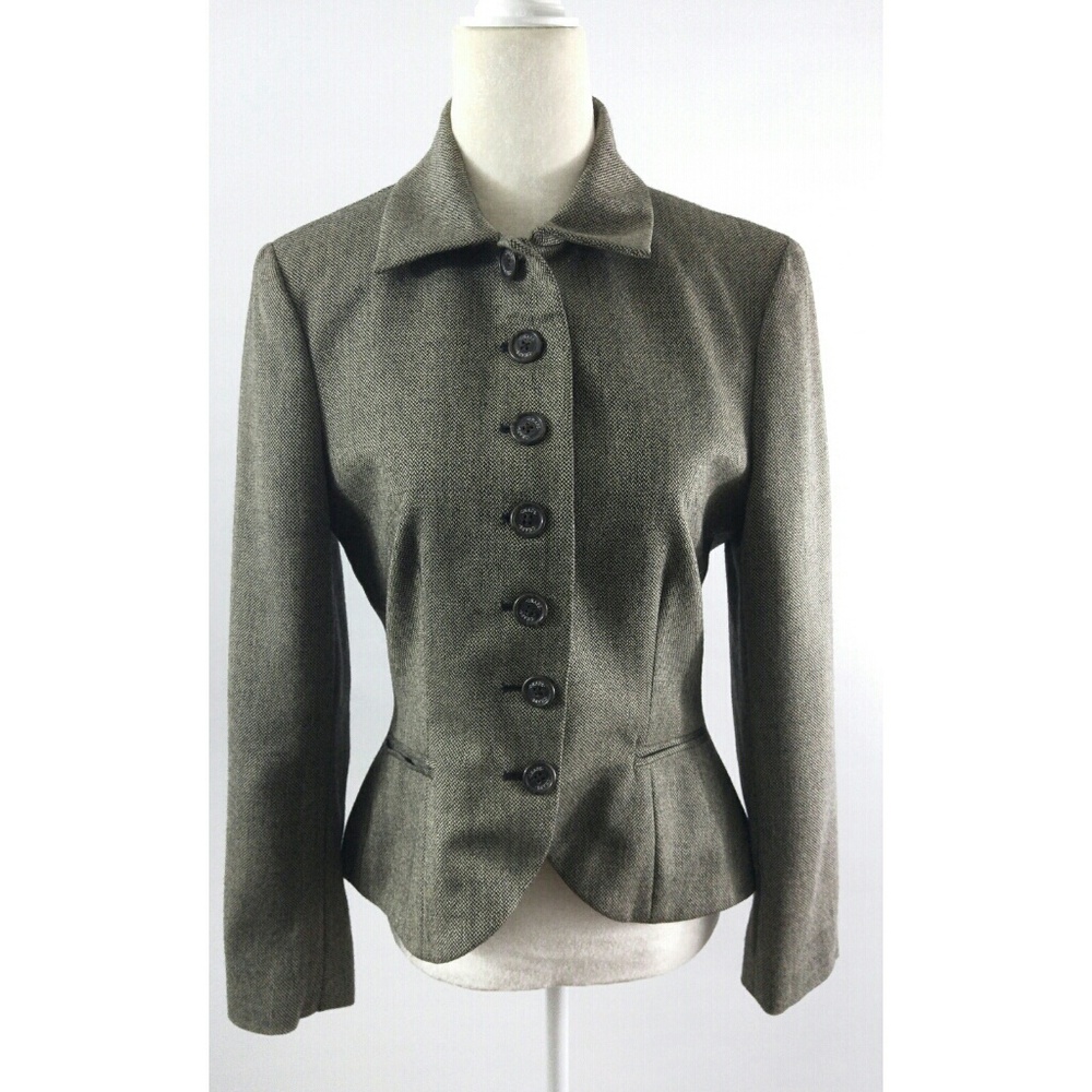 Chaps Womens Blazer Peplum Wool Blend Small